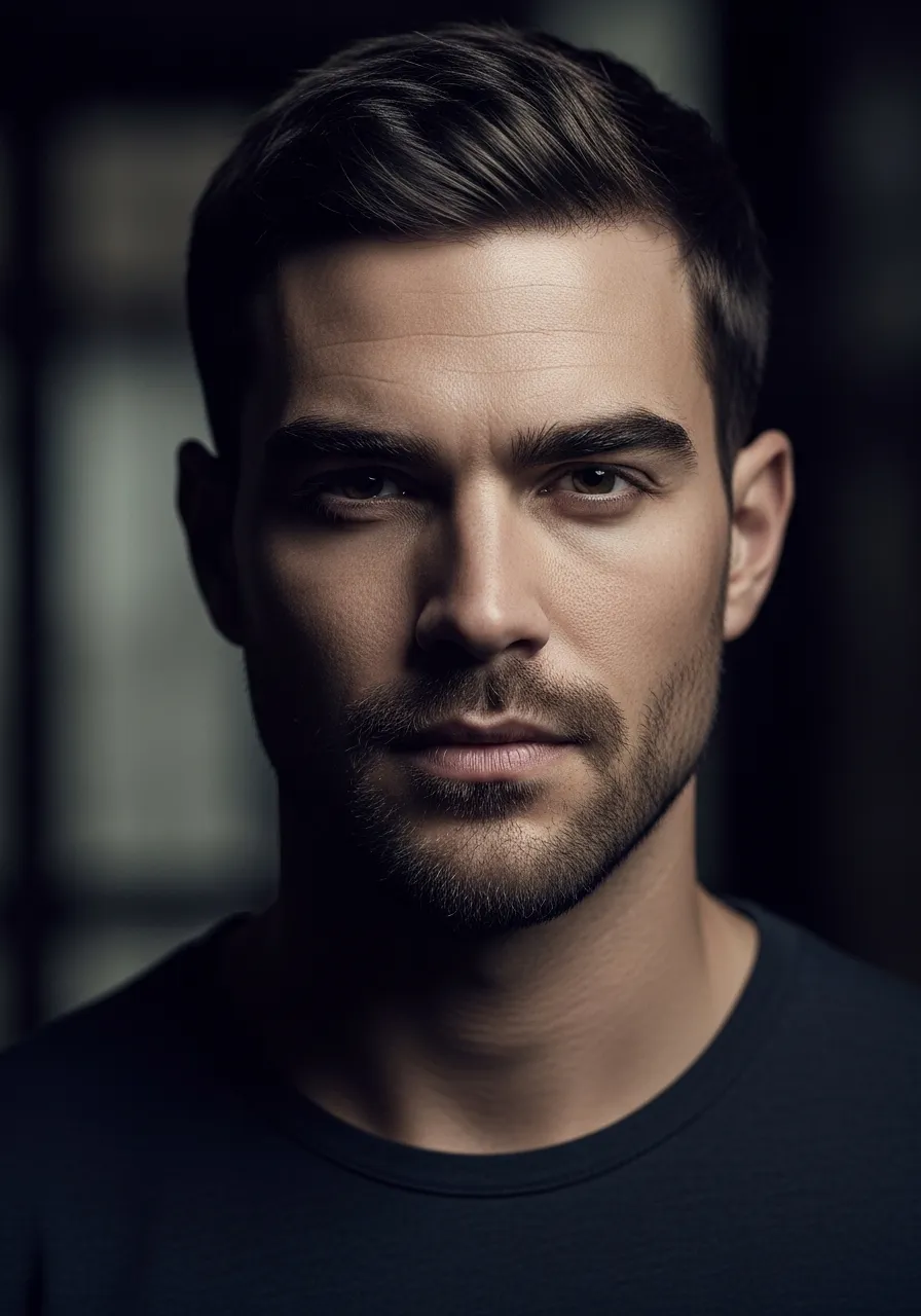 Microblading masculino con trazos gruesos y naturales adaptados al rostro del hombre