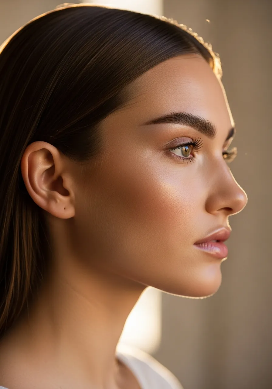 Perfil de mujer con cejas naturales micropigmentadas por Claudia Vera